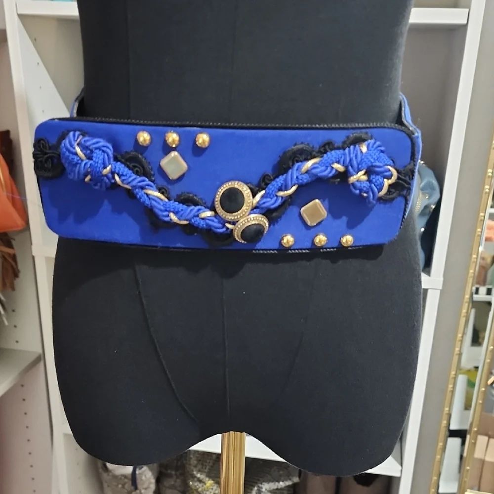 Vintage Blue Embellished Belt